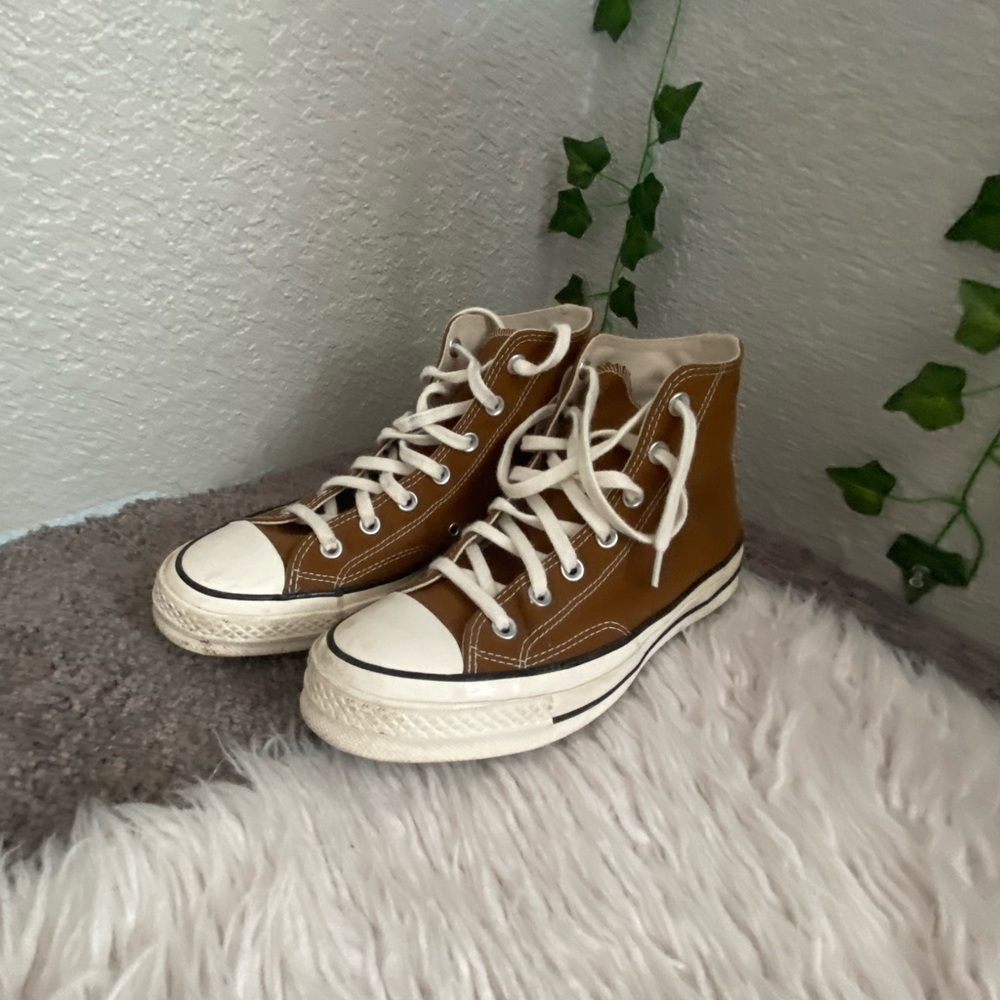 Converse High-Top Sneakers in Brown and White